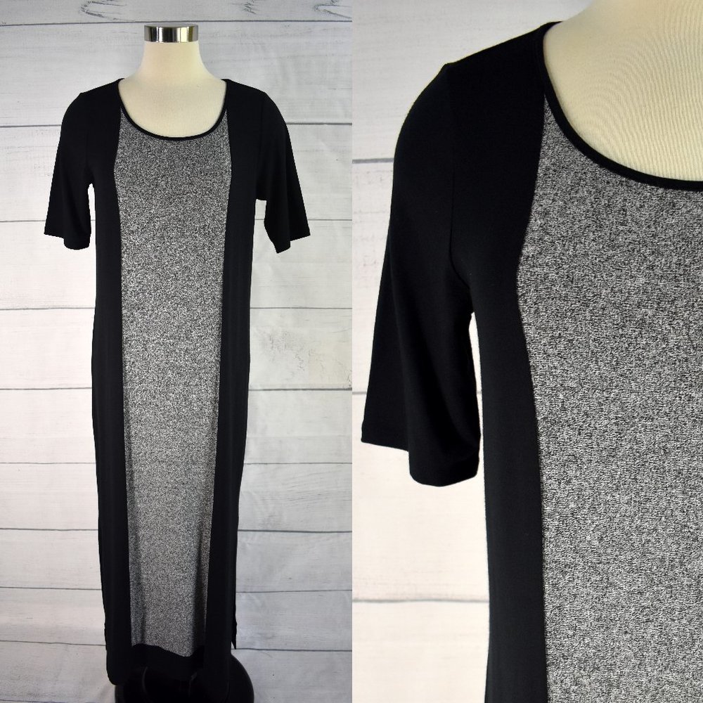 J. JILL Wearever Collection Long T Shirt Dress S Stretch Knit Color Block Gray